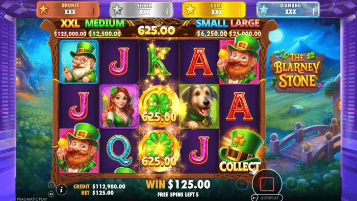 The Blarney Stone - zaslon Money Collect s klobukom na petem kolutu